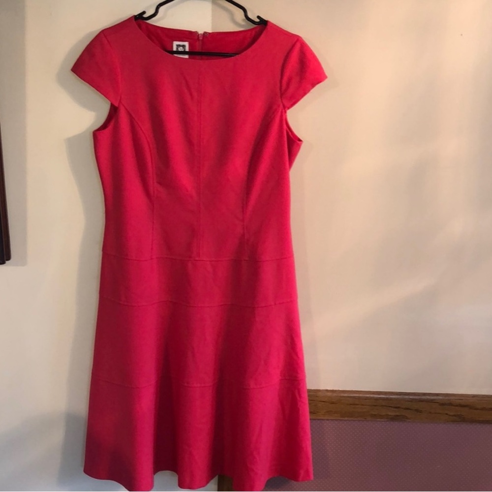 Anne Klein coral rose fit and flare cap sleeve dress - Size 12